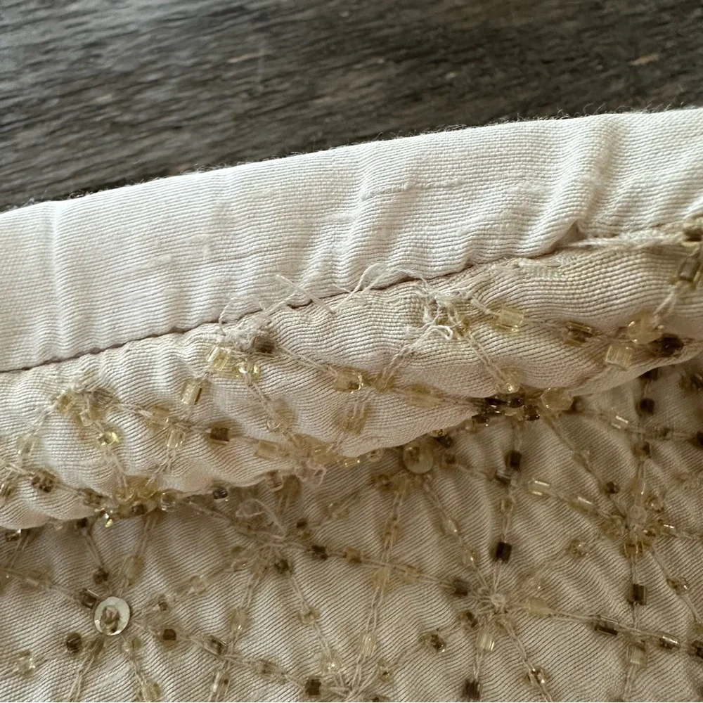 NWT Pottery Barn 18” X 18” Square Champagne Shimmer Beaded Pillow‎ Cover New